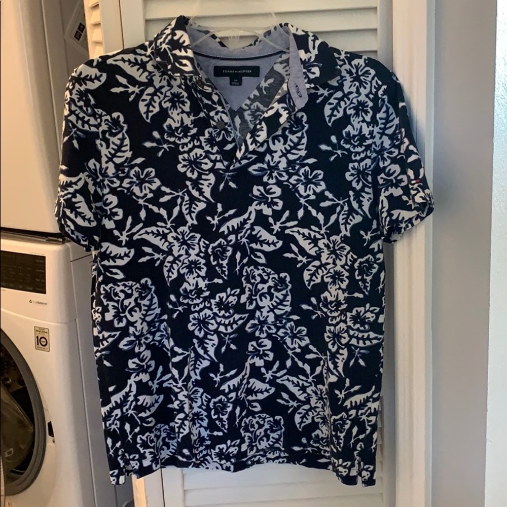 Navy Floral Polo Shirt